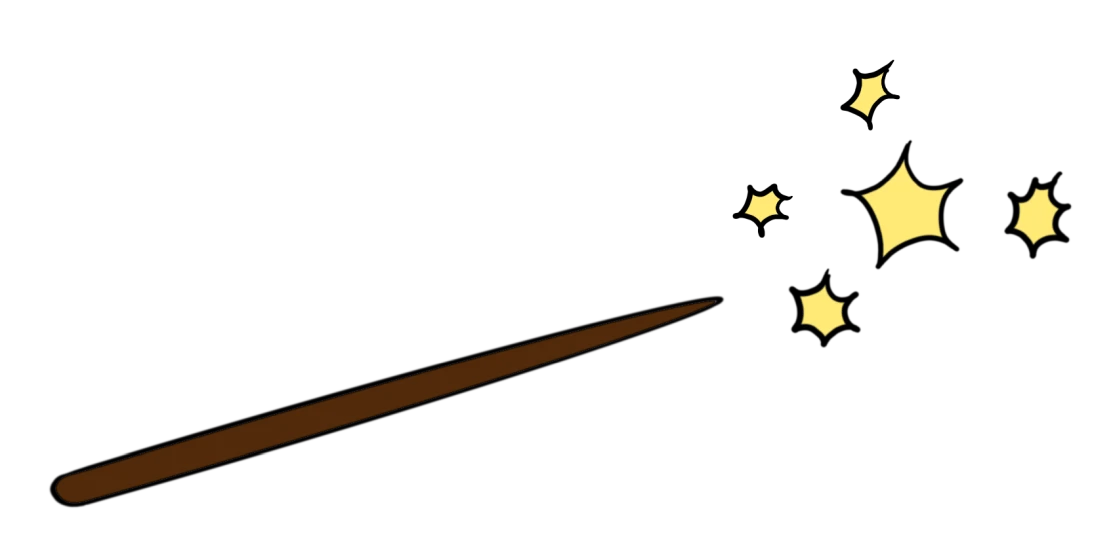 A magic wand shooting stars.