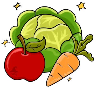 Sparkling fruits and vegetables.